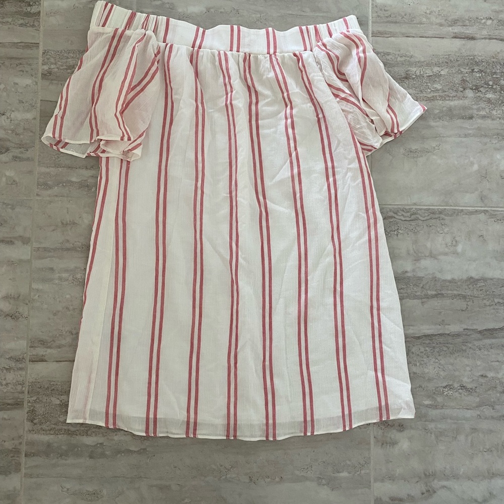 BCBGeneration Off-the-shoulder Striped Mini Dress